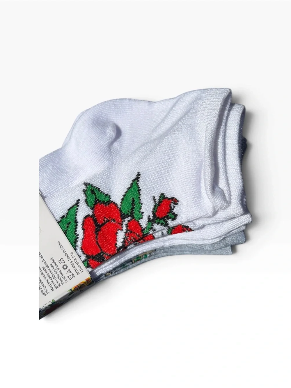 Ed Hardy Black White Gray Rose & Cross Floral Quarter Socks 6 Pack